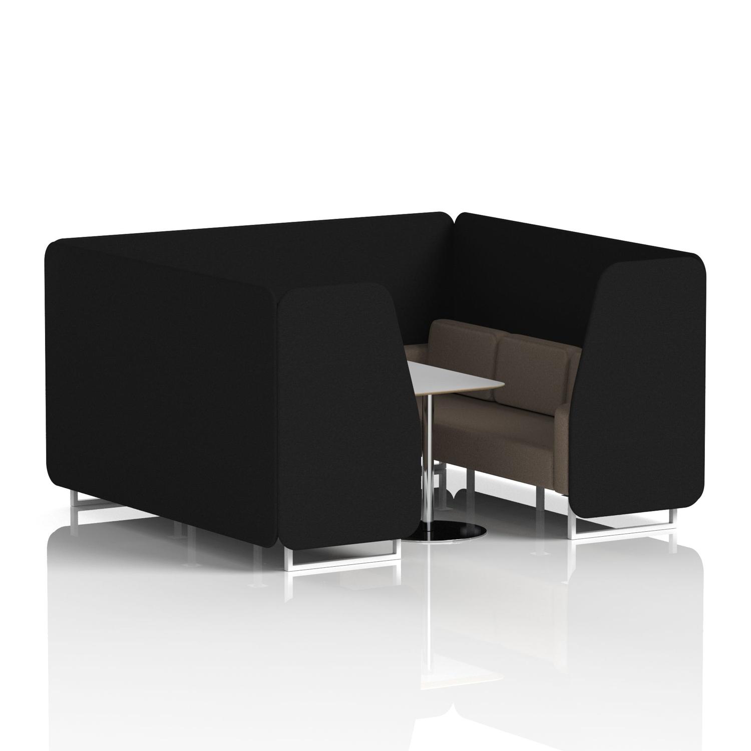 Brixworth 6 Seater Booth With White Legs And Grey Table With Silver Leg In X2 Fabric - Diameter Panels And Theory Sofa