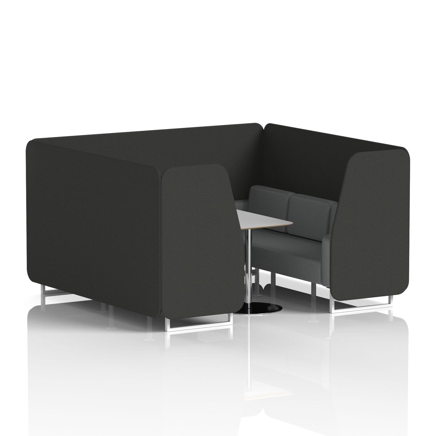 Brixworth 6 Seater Booth With White Legs And Grey Table With Silver Leg In Synergy Fabric - Mix Panels And Partner Sofa