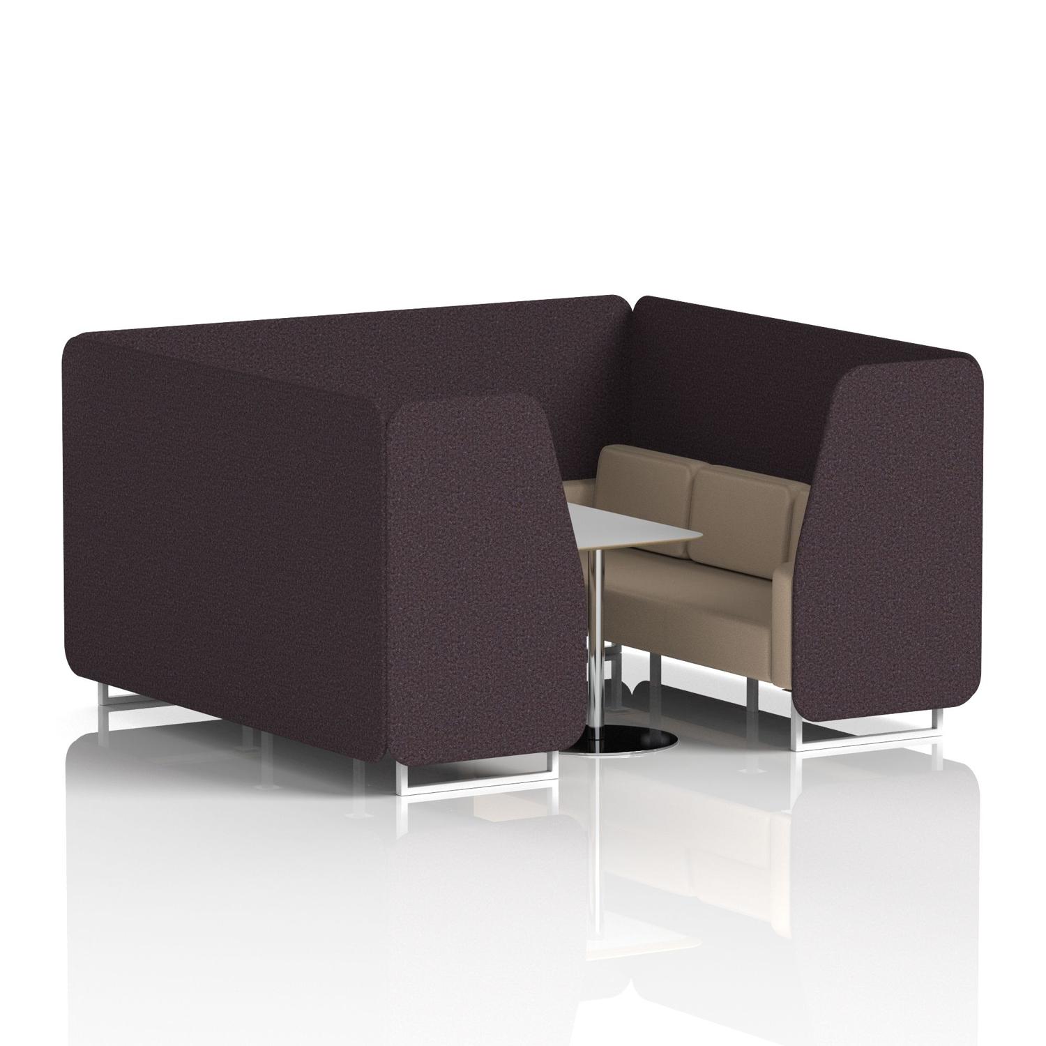Brixworth 6 Seater Booth With White Legs And Grey Table With Silver Leg In Synergy Fabric - Wed Panels And Affix Sofa