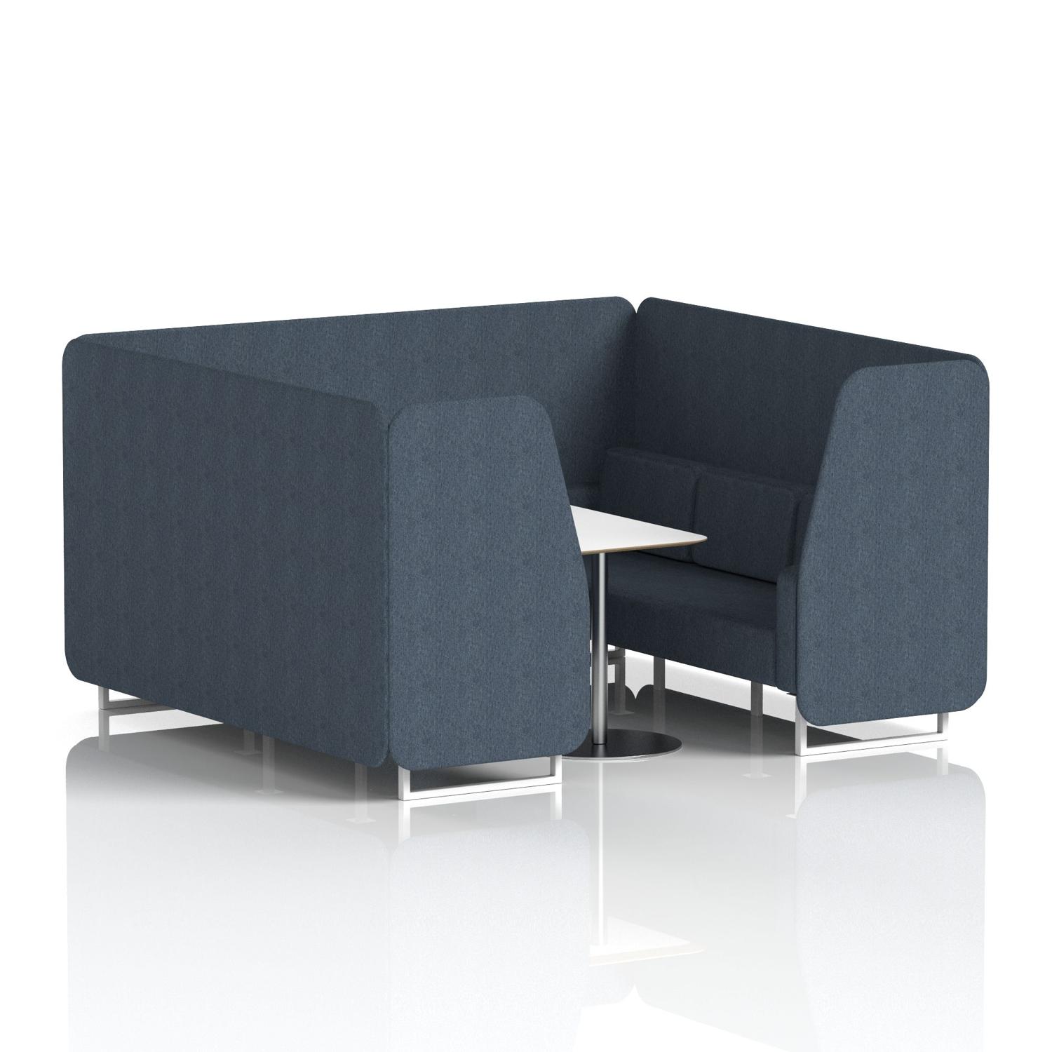 Brixworth 6 Seater Booth With White Legs And White Table With Silver Leg In Rivet Fabric - Crucible Panels And Sofa