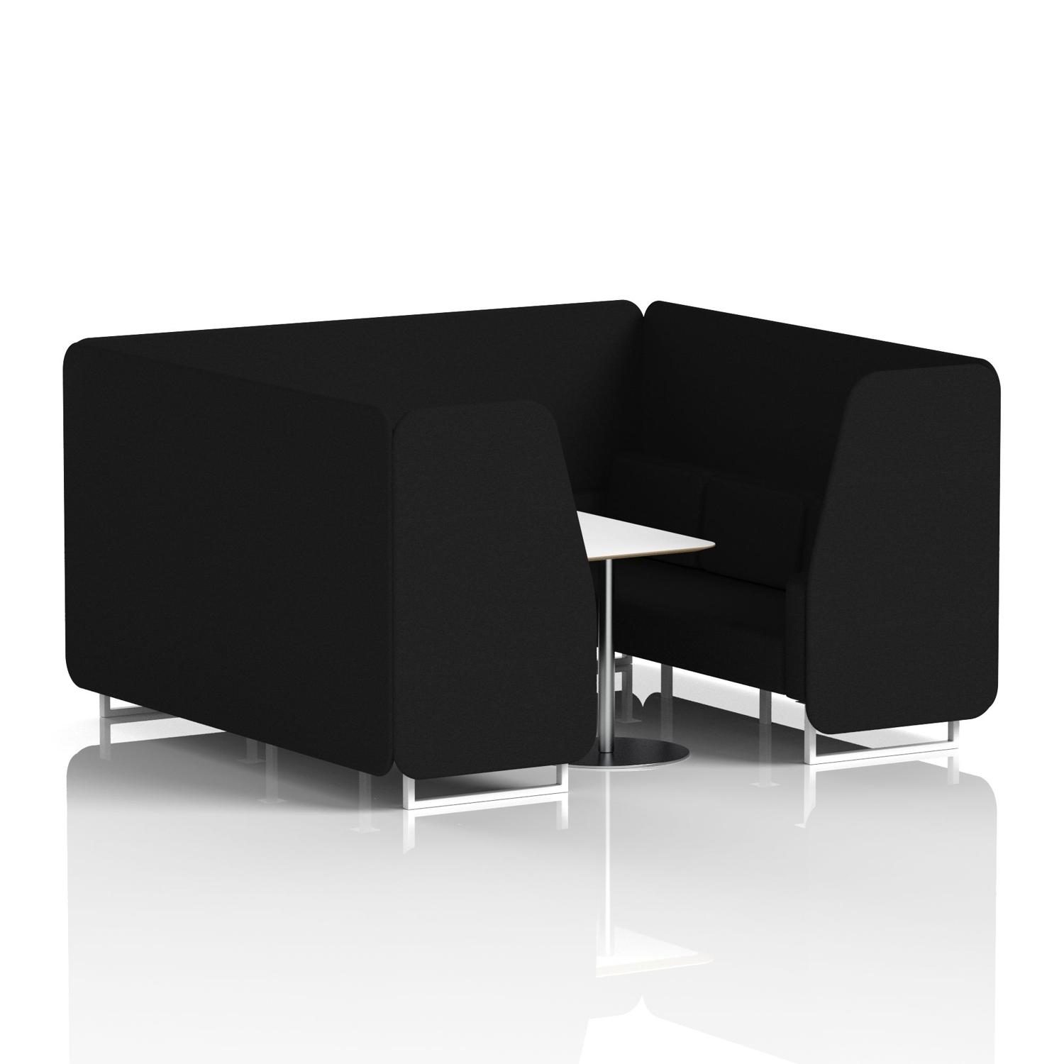 Brixworth 6 Seater Booth With White Legs And White Table With Silver Leg In X2 Fabric - Diameter Panels And Sofa