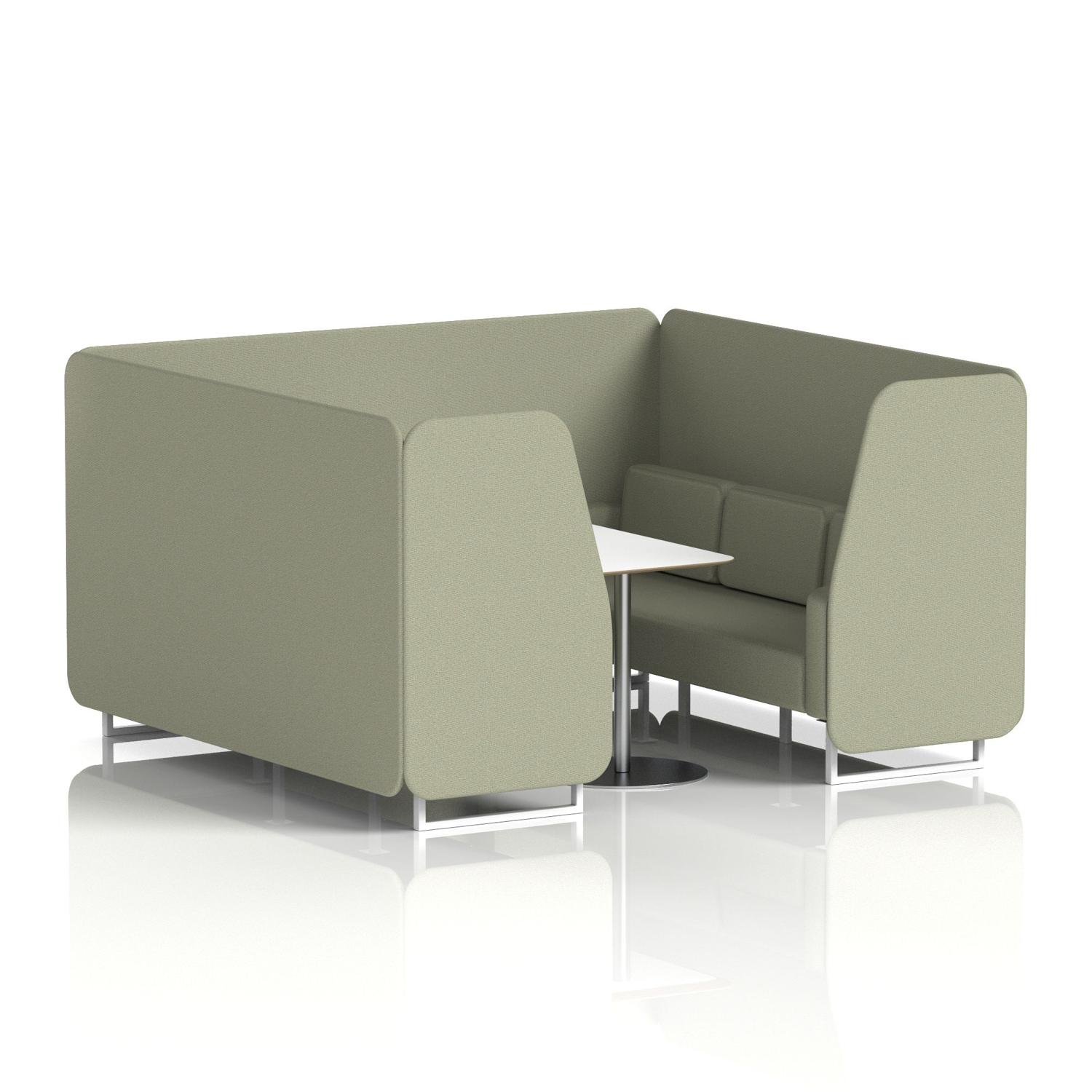 Brixworth 6 Seater Booth With White Legs And White Table With Silver Leg In Main Line Flax Fabric - Newbury Panels And Sofa