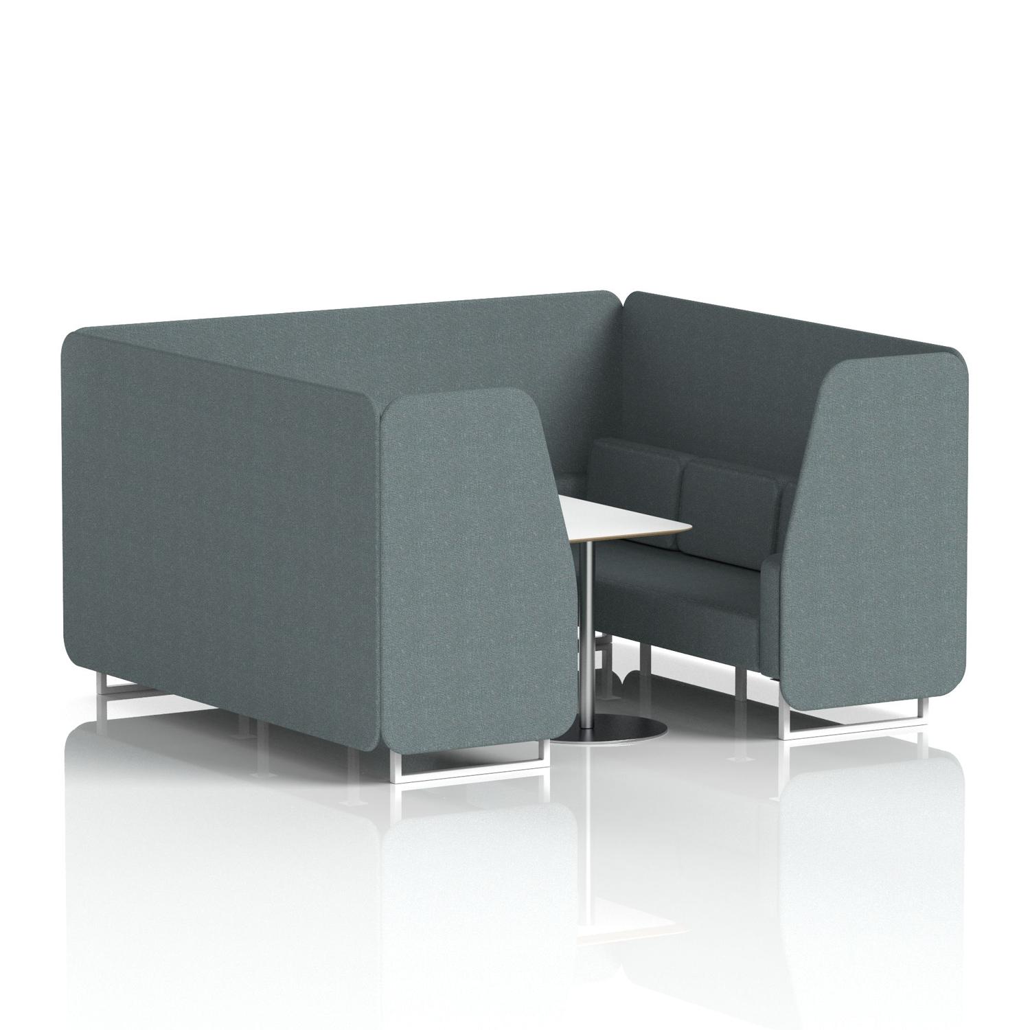 Brixworth 6 Seater Booth With White Legs And White Table With Silver Leg In Main Line Flax Fabric - Westminster Panels And Sofa