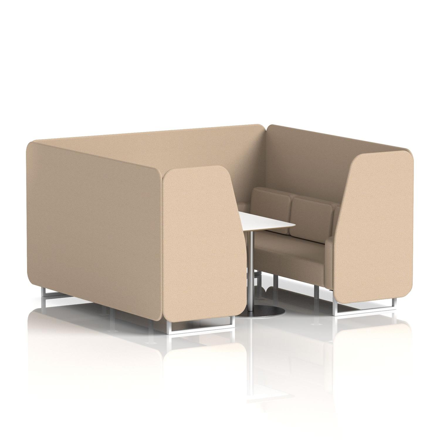 Brixworth 6 Seater Booth With White Legs And White Table With Silver Leg In Synergy Fabric - Affix Panels And Sofa