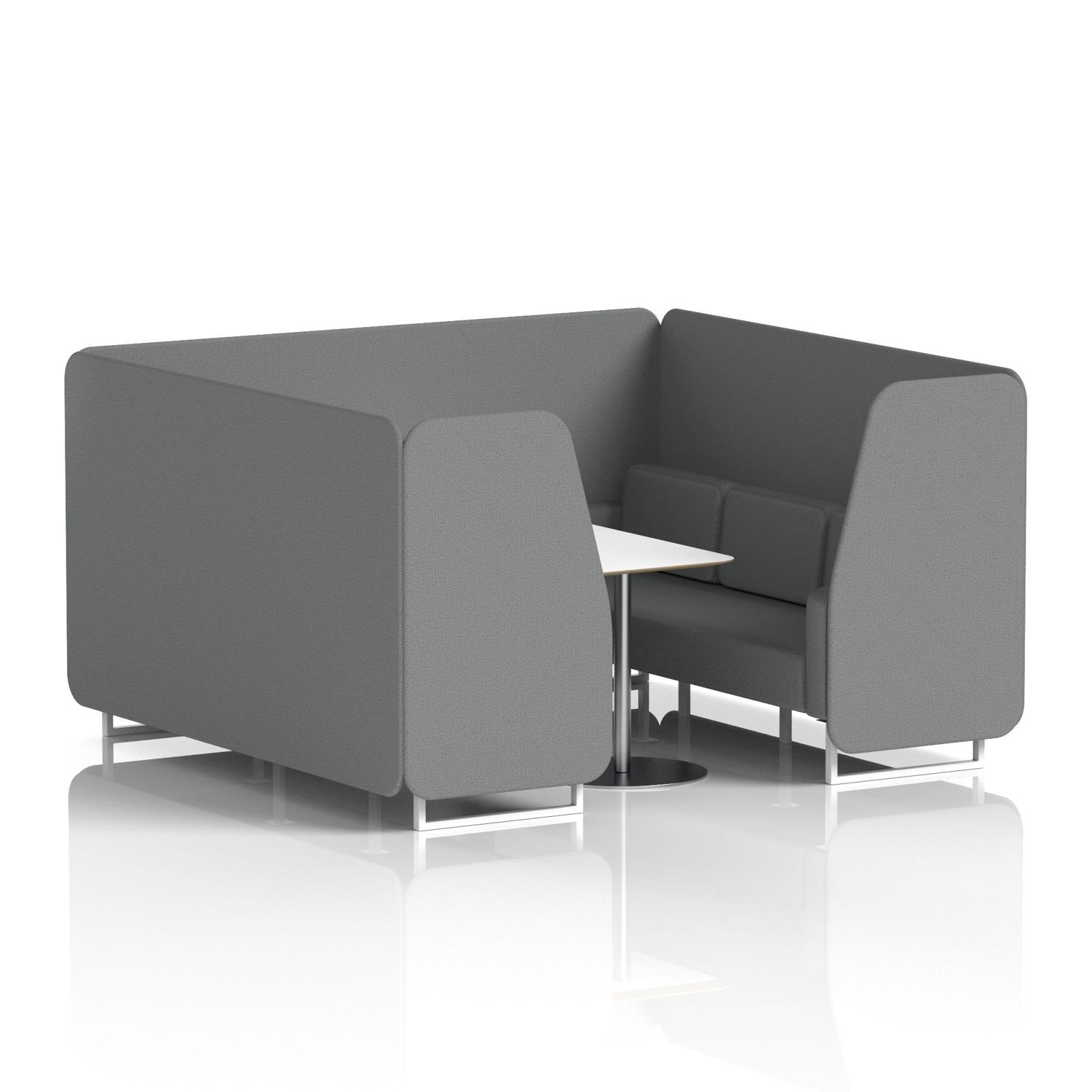 Brixworth 6 Seater Booth With White Legs And White Table With Silver Leg In Synergy Fabric - Partner Panels And Sofa