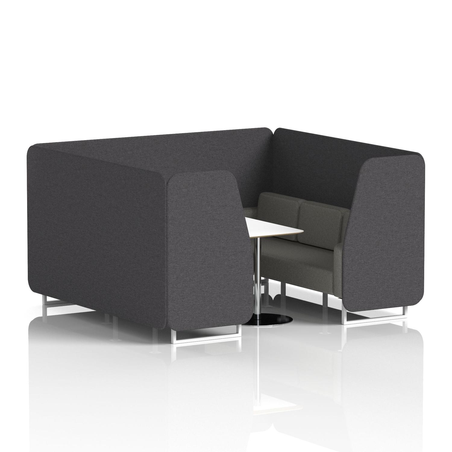 Brixworth 6 Seater Booth With White Legs And White Table With Silver Leg In X2 Fabric - Arithmetic Panels And Number Sofa