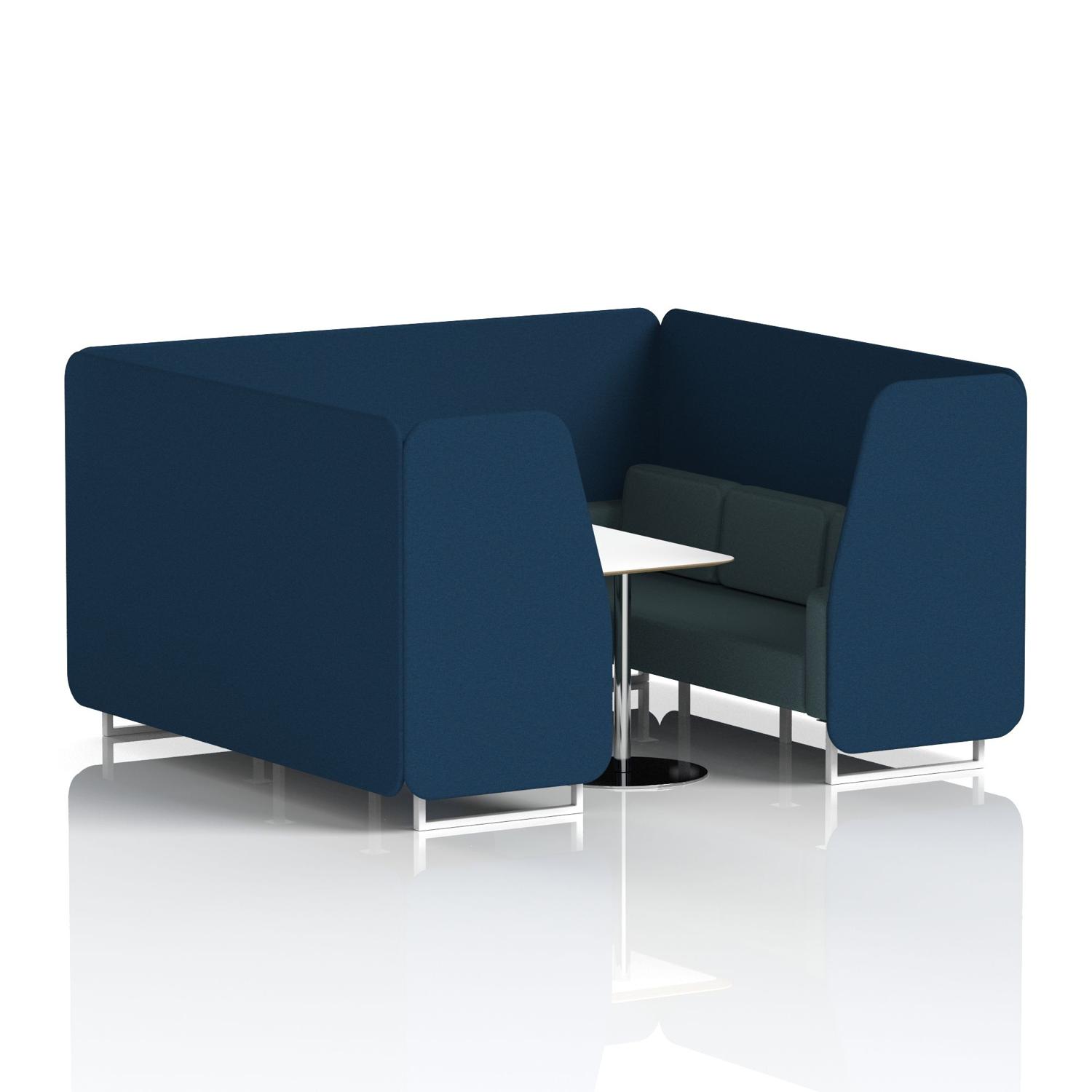 Brixworth 6 Seater Booth With White Legs And White Table With Silver Leg In X2 Fabric - Calculus Panels And Polygon Sofa