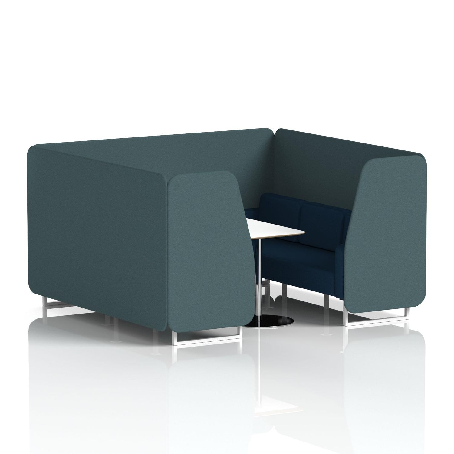 Brixworth 6 Seater Booth With White Legs And White Table With Silver Leg In X2 Fabric - Polygon Panels And Calculus Sofa