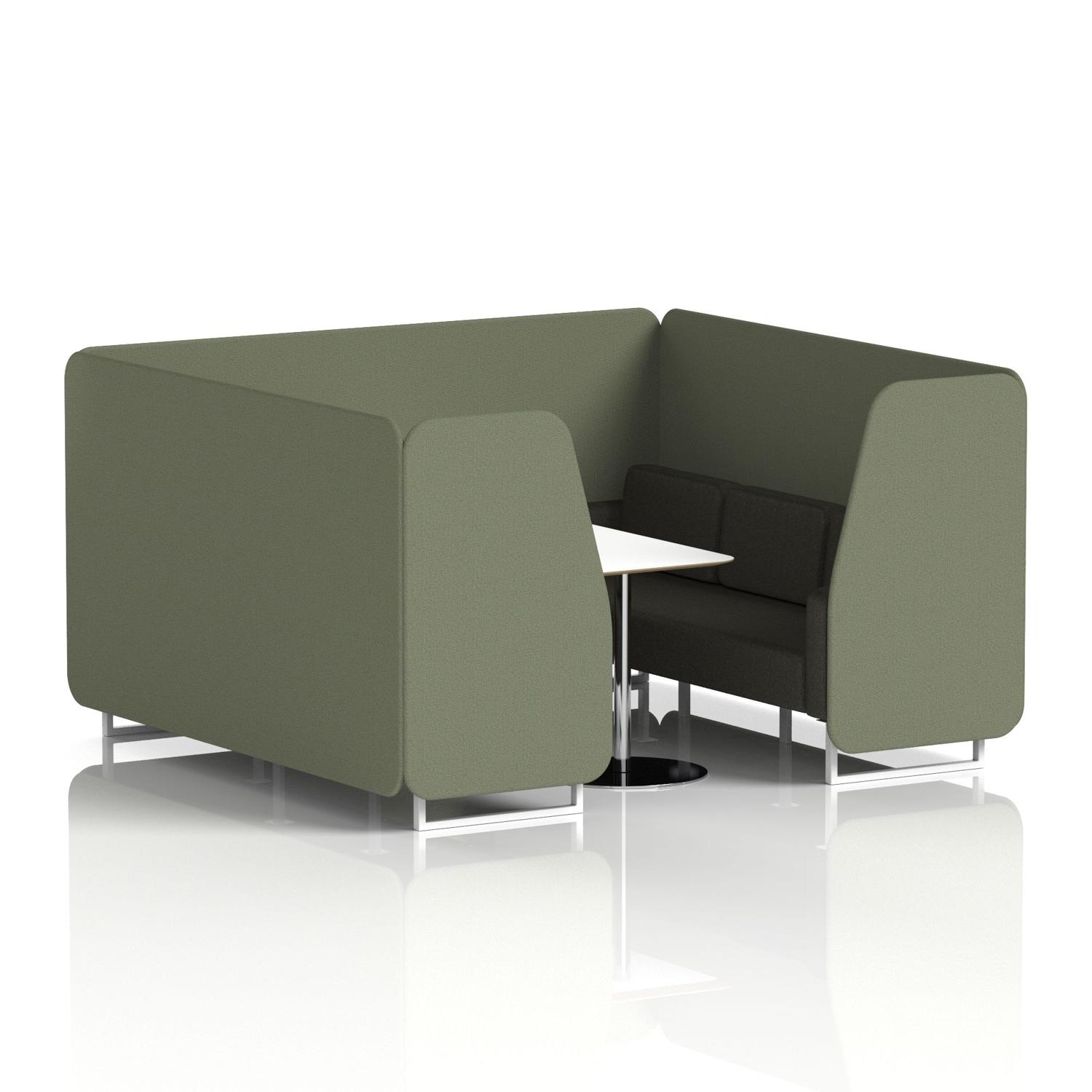 Brixworth 6 Seater Booth With White Legs And White Table With Silver Leg In Main Line Flax Fabric - Monument Panels And Temple Sofa