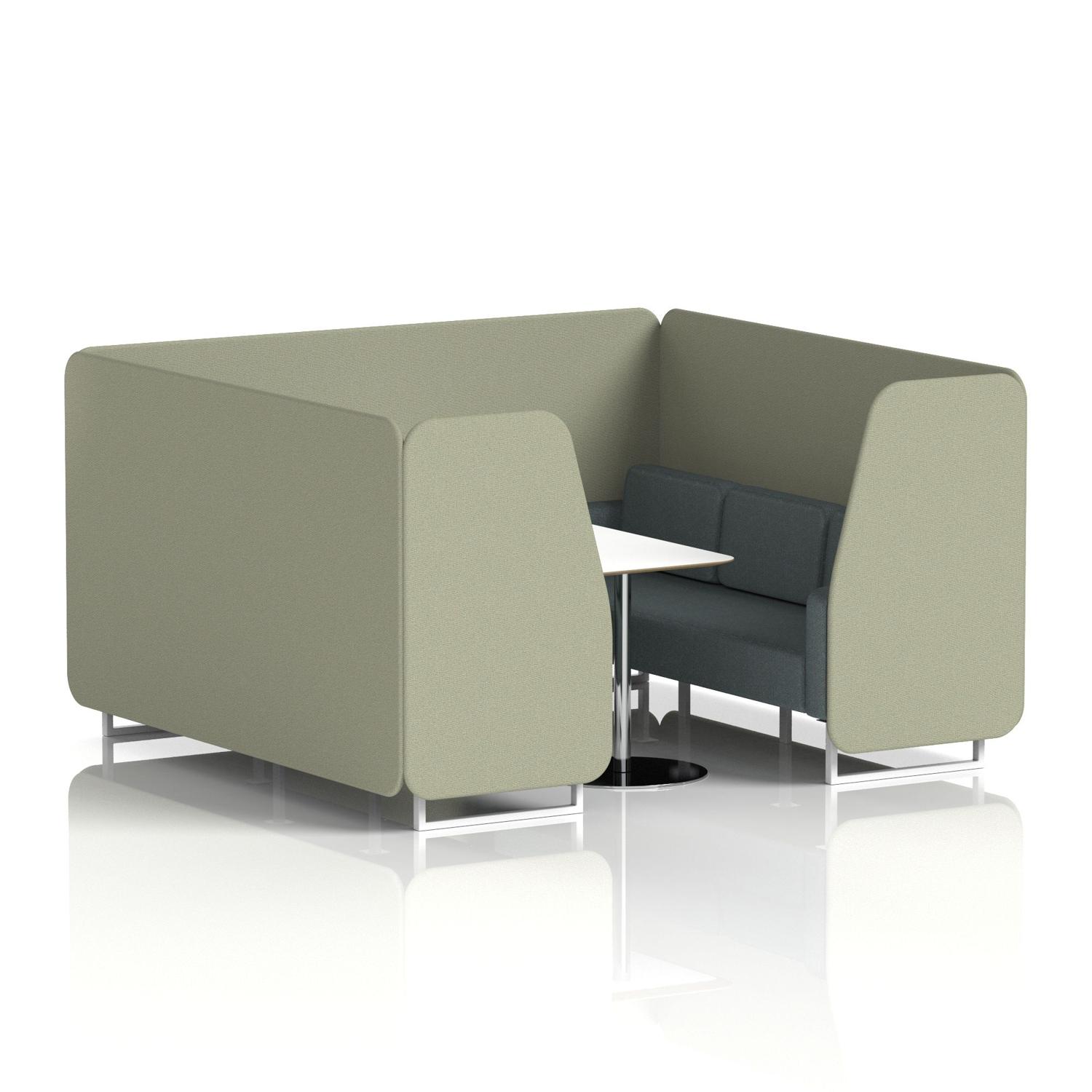 Brixworth 6 Seater Booth With White Legs And White Table With Silver Leg In Main Line Flax Fabric - Newbury Panels And Westminster Sofa