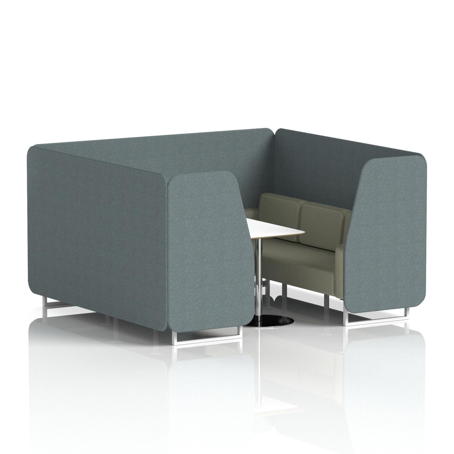 Brixworth 6 Seater Booth With White Legs And White Table With Silver Leg In Main Line Flax Fabric - Westminster Panels And Newbury Sofa