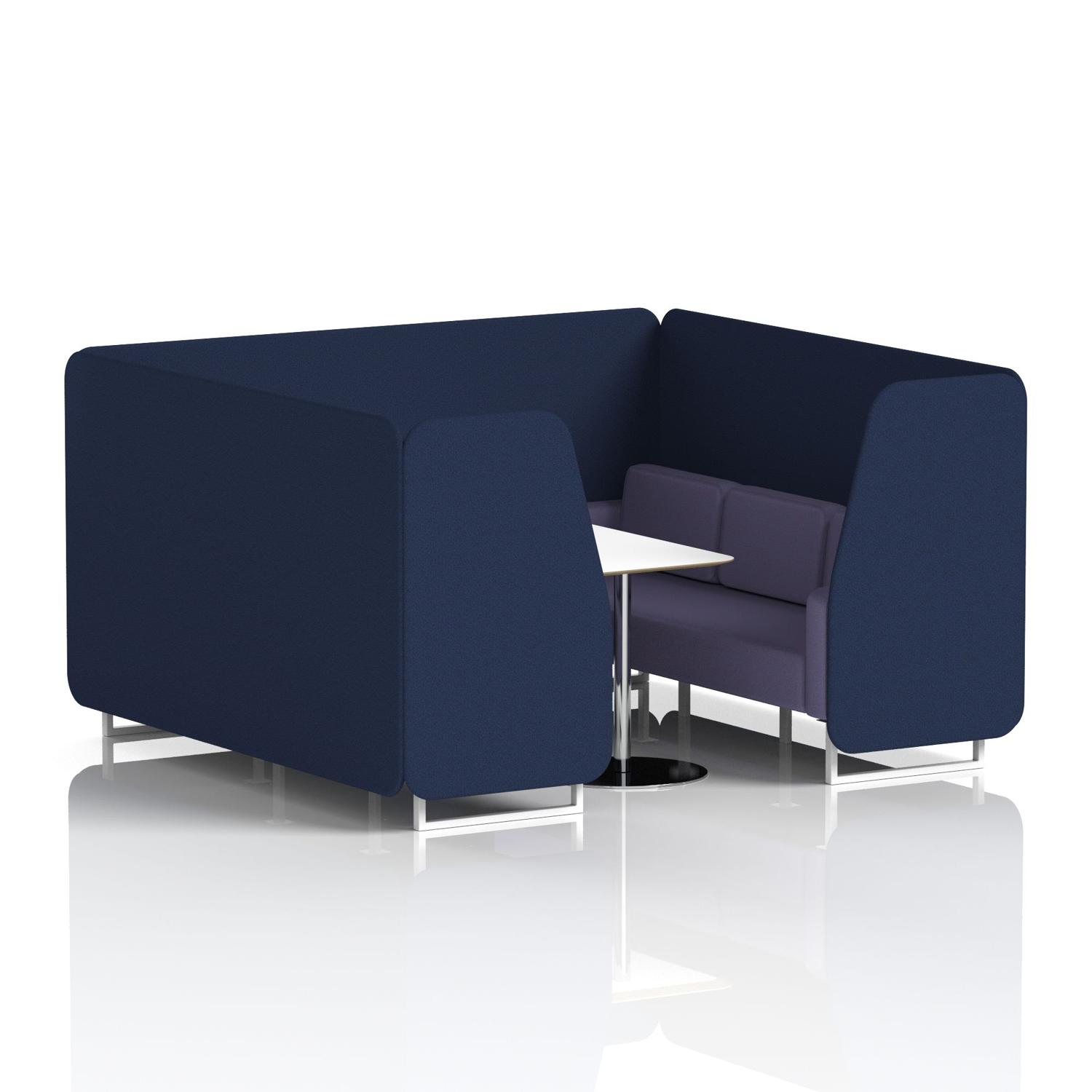 Brixworth 6 Seater Booth With White Legs And White Table With Silver Leg In Synergy Fabric - Alike Panels And Order Sofa