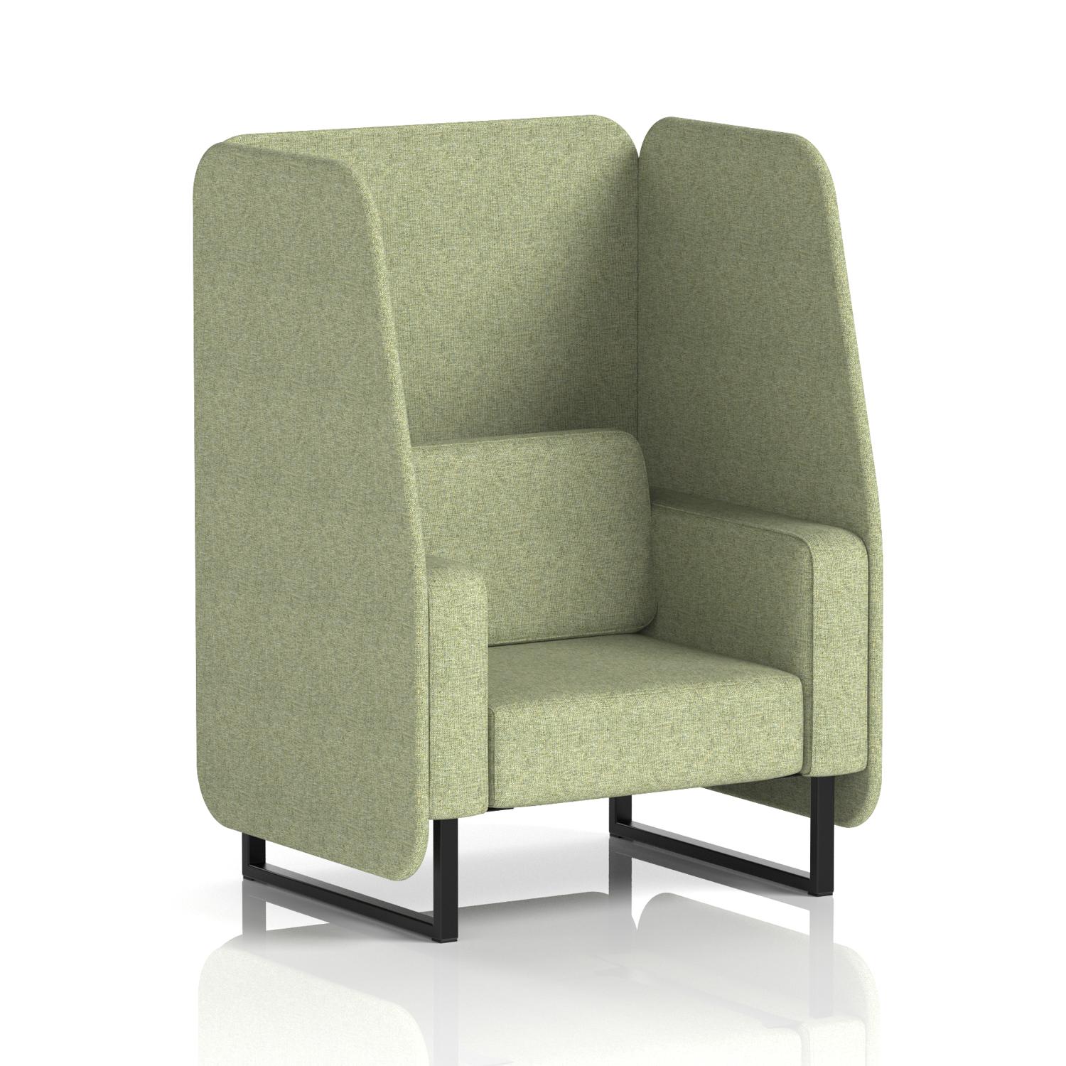 Brixworth 1 Seater Open Booth With Black Legs In Rivet Fabric - Burnish Panels And Sofa