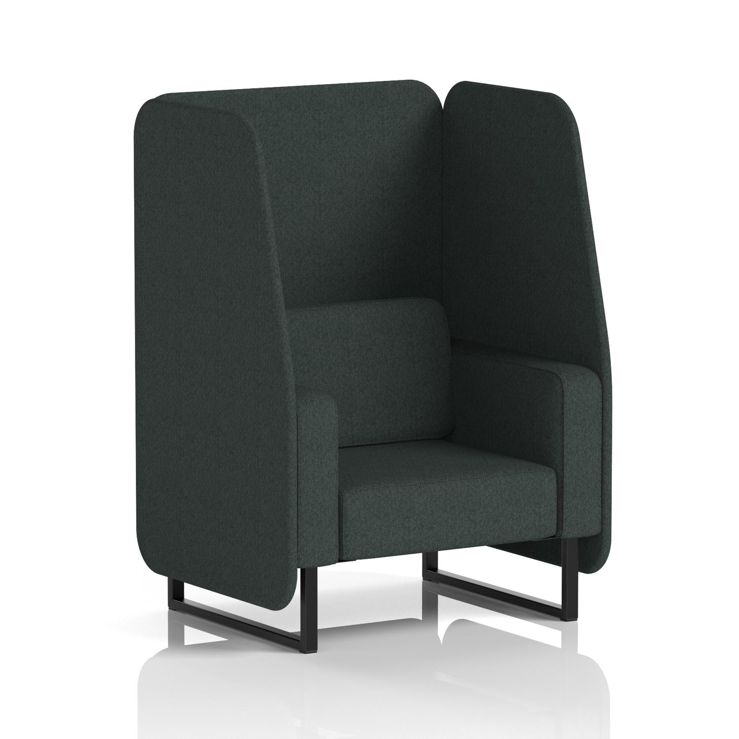 Brixworth 1 Seater Open Booth With Black Legs In Rivet Fabric - Charcoal Panels And Sofa
