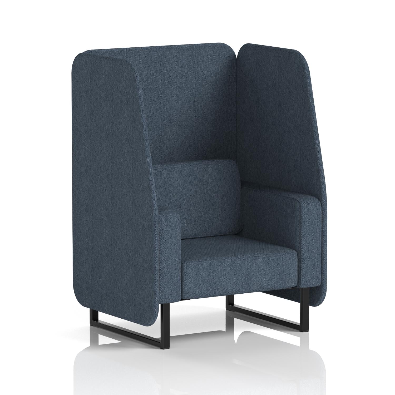 Brixworth 1 Seater Open Booth With Black Legs In Rivet Fabric - Crucible Panels And Sofa