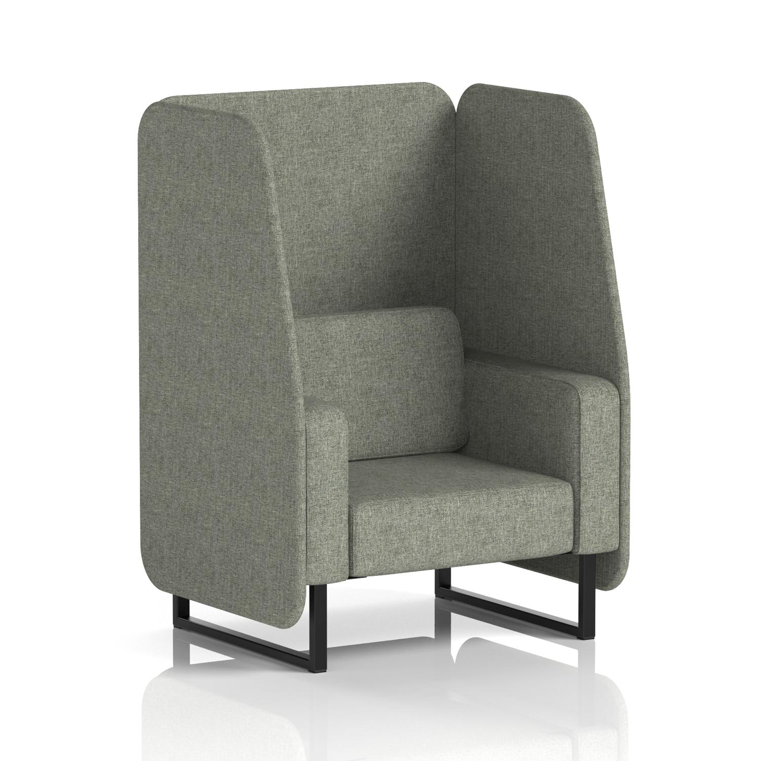 Brixworth 1 Seater Open Booth With Black Legs In Rivet Fabric - Vitreous Panels And Sofa