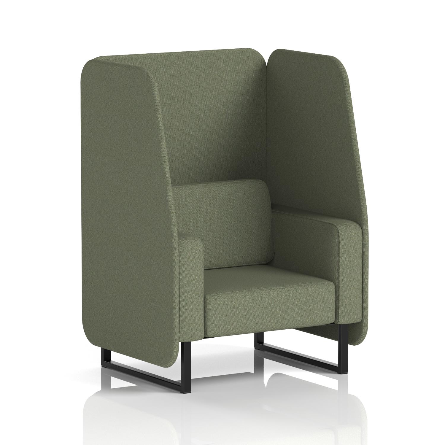 Brixworth 1 Seater Open Booth With Black Legs In Main Line Flax Fabric - Monument Panels And Sofa