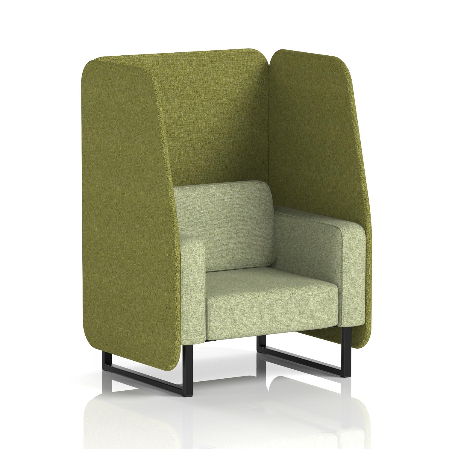 Brixworth Open Booth in Two Tone (Rivet - Olive Panels And Burnish Sofa)