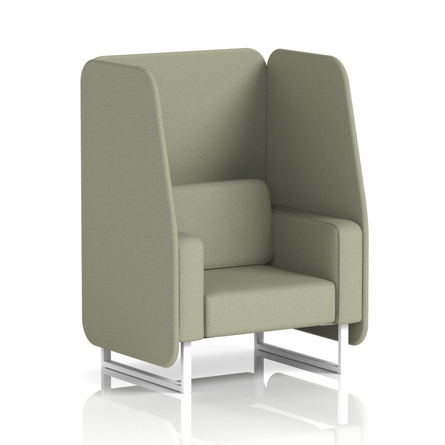 Brixworth 1 Seater Open Booth With White Legs In Main Line Flax Fabric - Newbury Panels And Sofa
