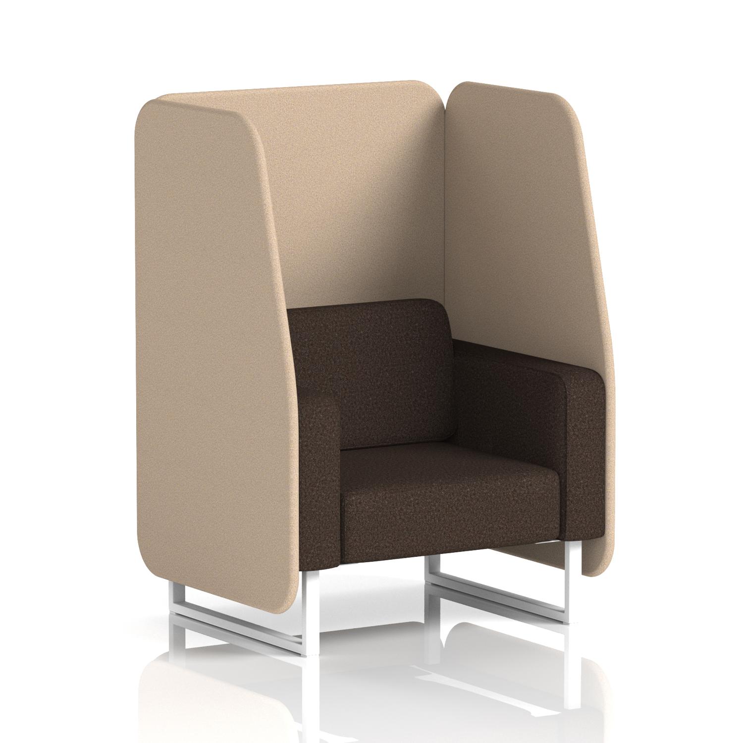 Brixworth 1 Seater Open Booth With White Legs In Synergy Fabric - Affix Panels And Wed Sofa