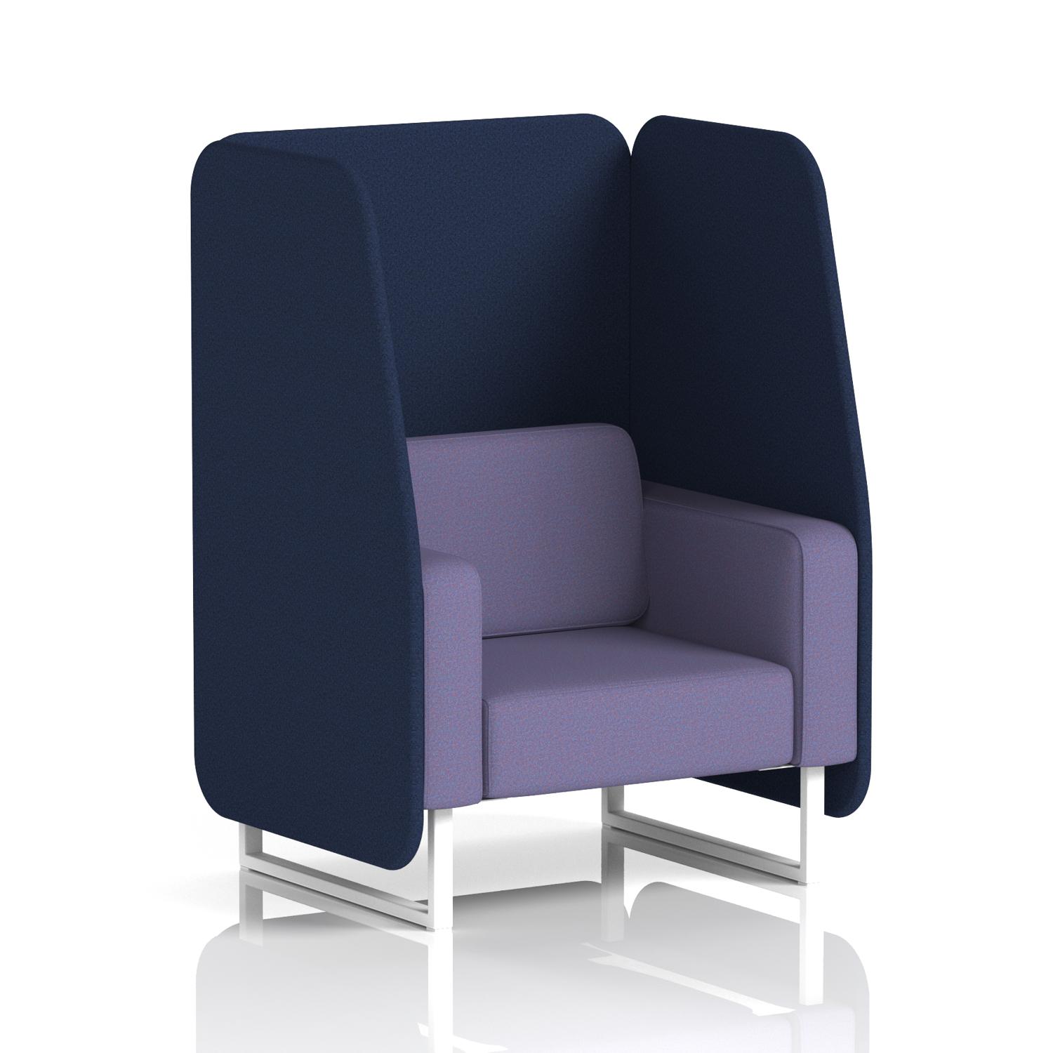 Brixworth 1 Seater Open Booth With White Legs In Synergy Fabric - Alike Panels And Order Sofa
