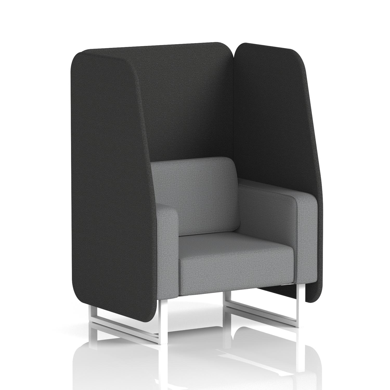 Brixworth 1 Seater Open Booth With White Legs In Synergy Fabric - Mix Panels And Partner Sofa