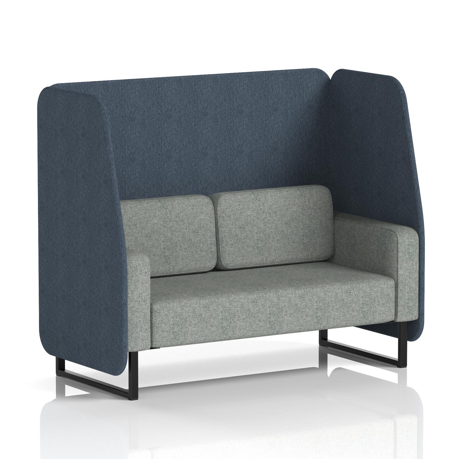 Brixworth 2 Seater Open Booth With Black Legs In Rivet Fabric - Crucible Panels And Prime Sofa