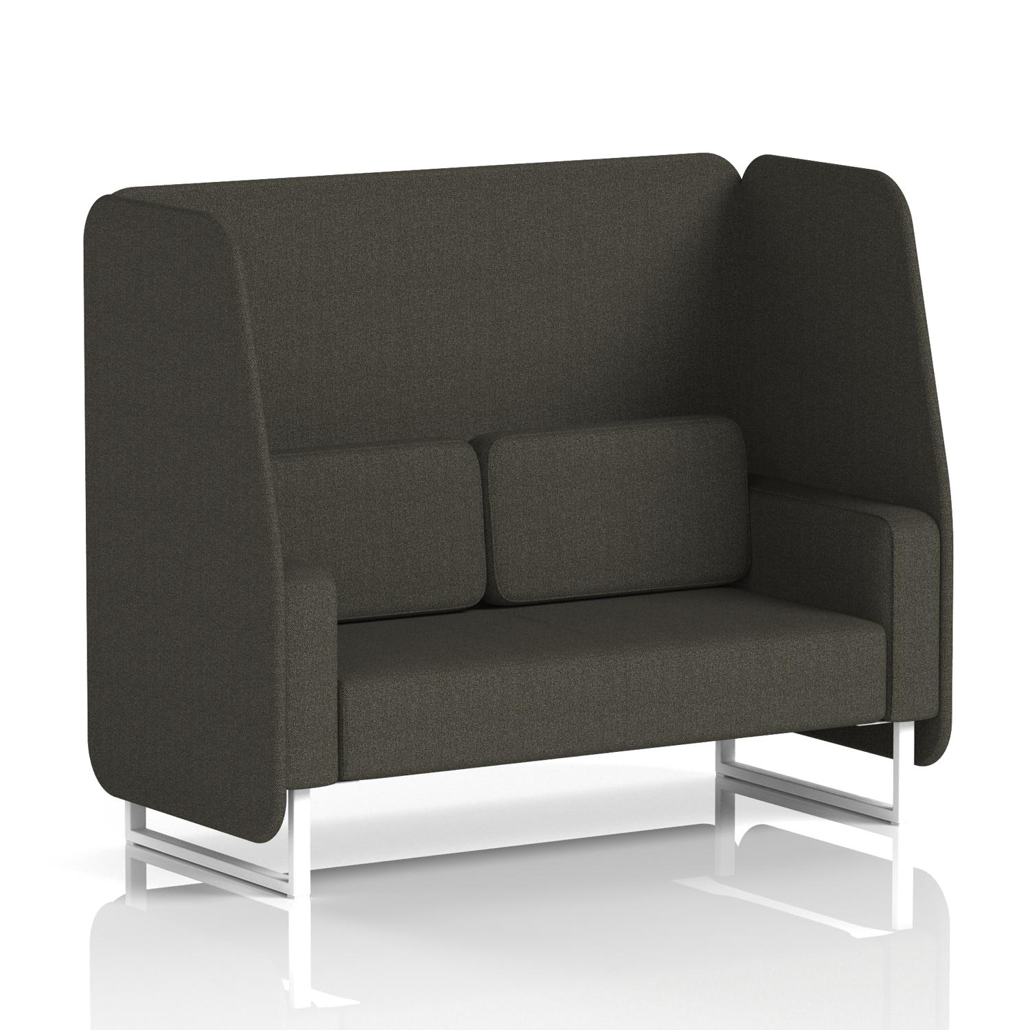 Brixworth 2 Seater Open Booth With White Legs In Main Line Flax Fabric - Temple Panels And Sofa