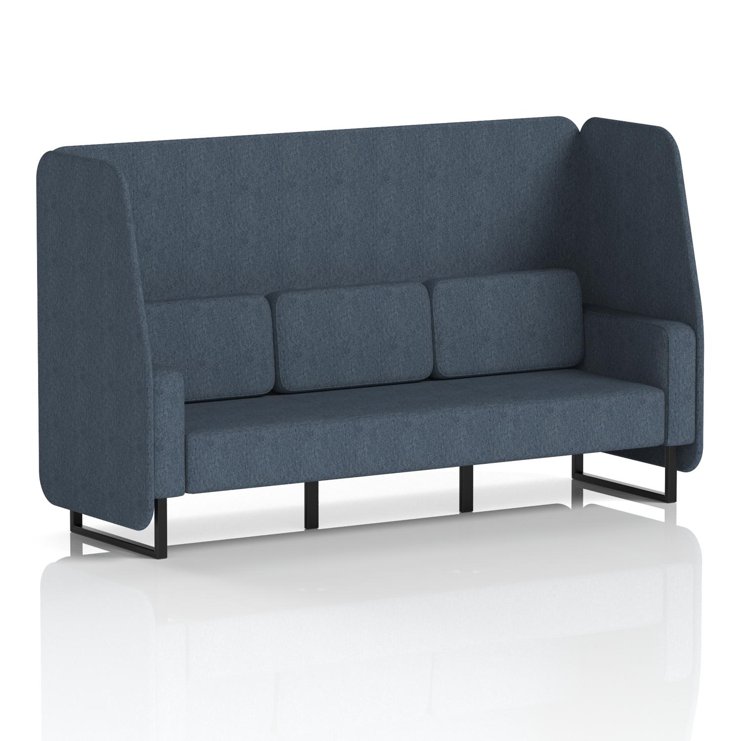 Brixworth 3 Seater Open Booth With Black Legs In Rivet Fabric - Crucible Panels And Sofa