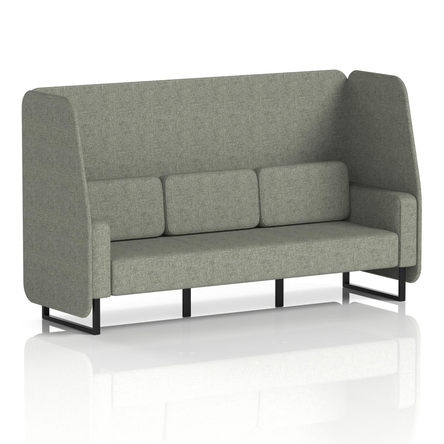 Brixworth 3 Seater Open Booth With Black Legs In Rivet Fabric - Vitreous Panels And Sofa