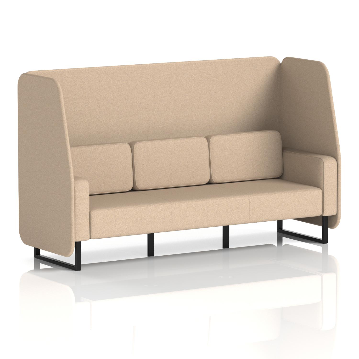 Brixworth 3 Seater Open Booth With Black Legs In Synergy Fabric - Affix Panels And Sofa