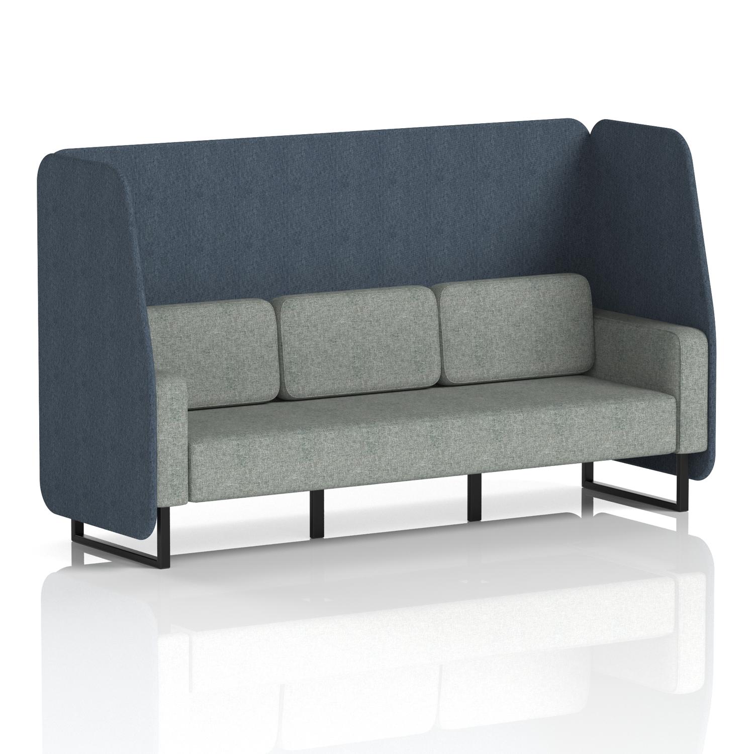 Brixworth 3 Seater Open Booth With Black Legs In Rivet Fabric - Crucible Panels And Prime Sofa