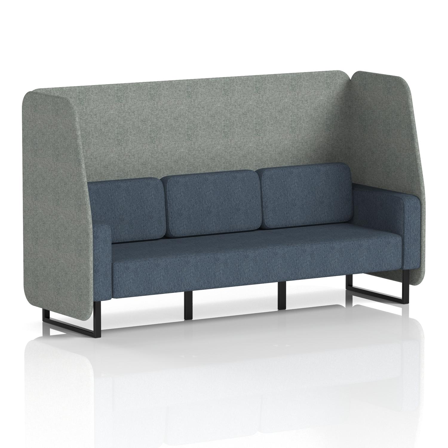 Brixworth 3 Seater Open Booth With Black Legs In Rivet Fabric - Prime Panels And Crucible Sofa