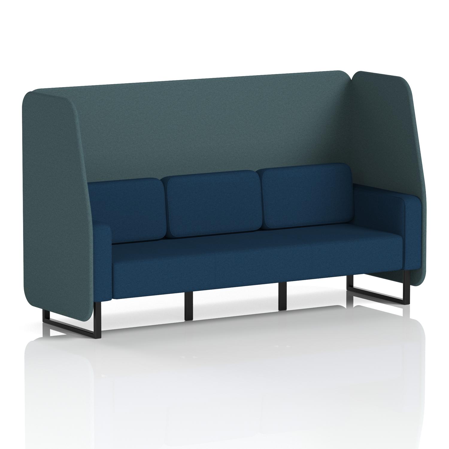 Brixworth 3 Seater Open Booth With Black Legs In X2 Fabric - Polygon Panels And Calculus Sofa
