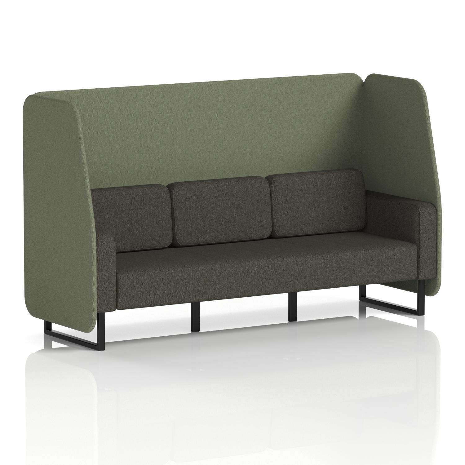 Brixworth 3 Seater Open Booth With Black Legs In Main Line Flax Fabric - Monument Panels And Temple Sofa