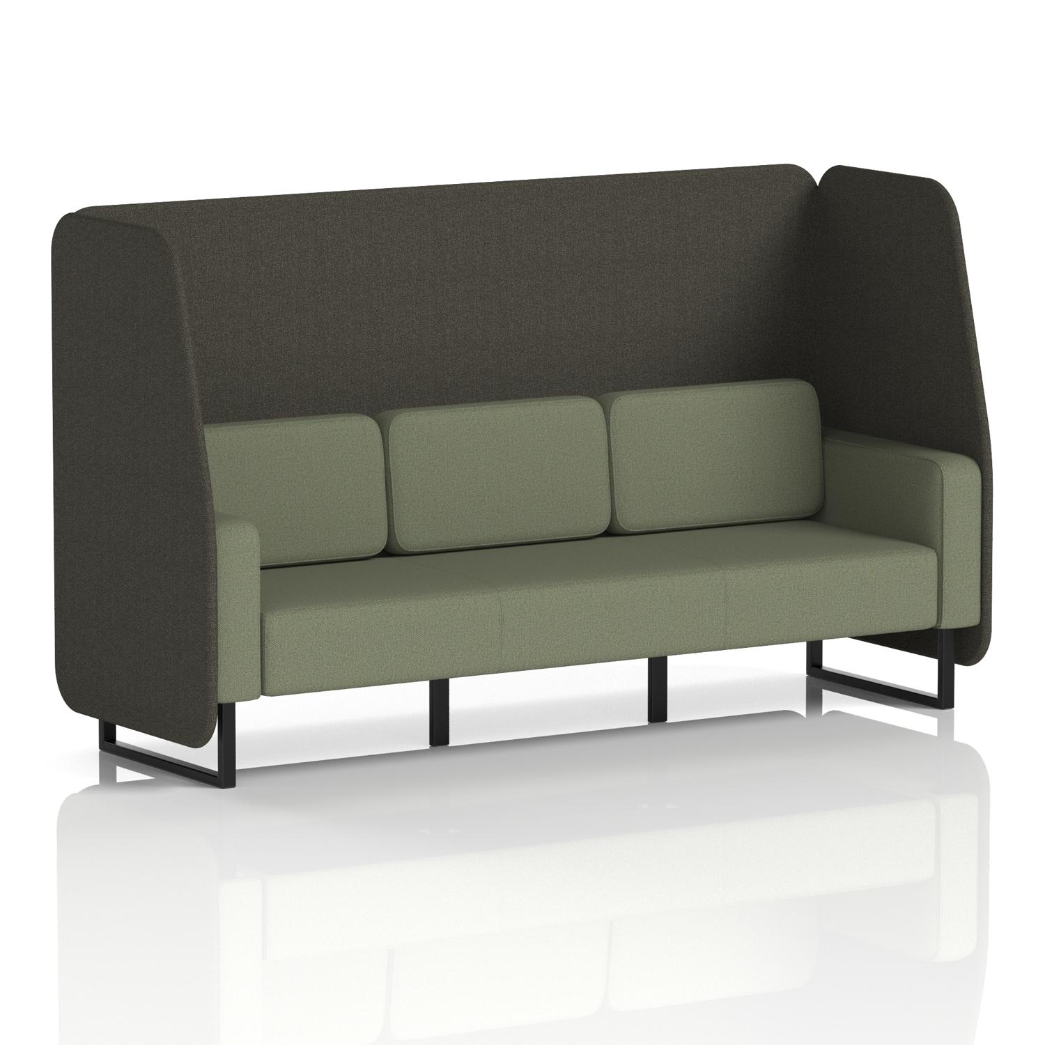 Brixworth 3 Seater Open Booth With Black Legs In Main Line Flax Fabric - Temple Panels And Monument Sofa