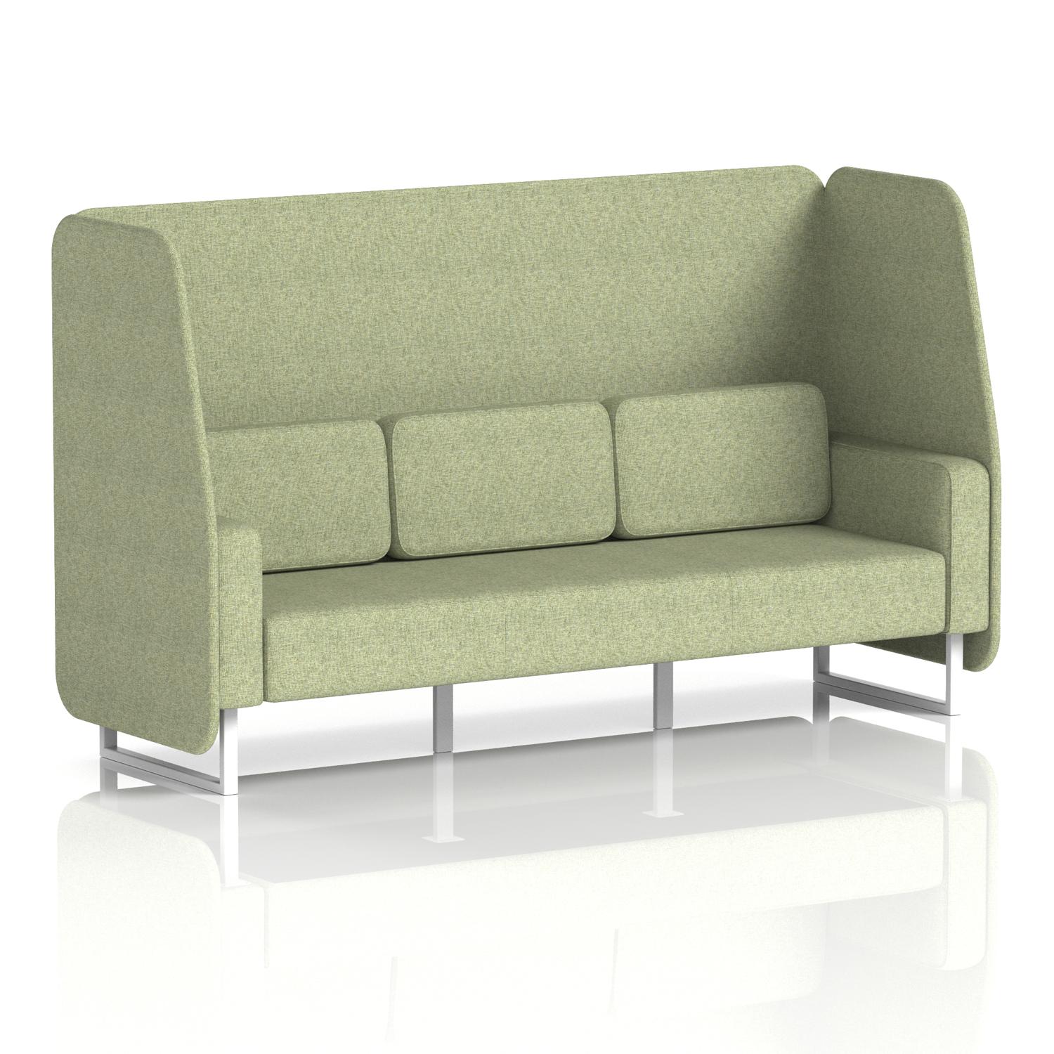 Brixworth 3 Seater Open Booth With White Legs In Rivet Fabric - Burnish Panels And Sofa