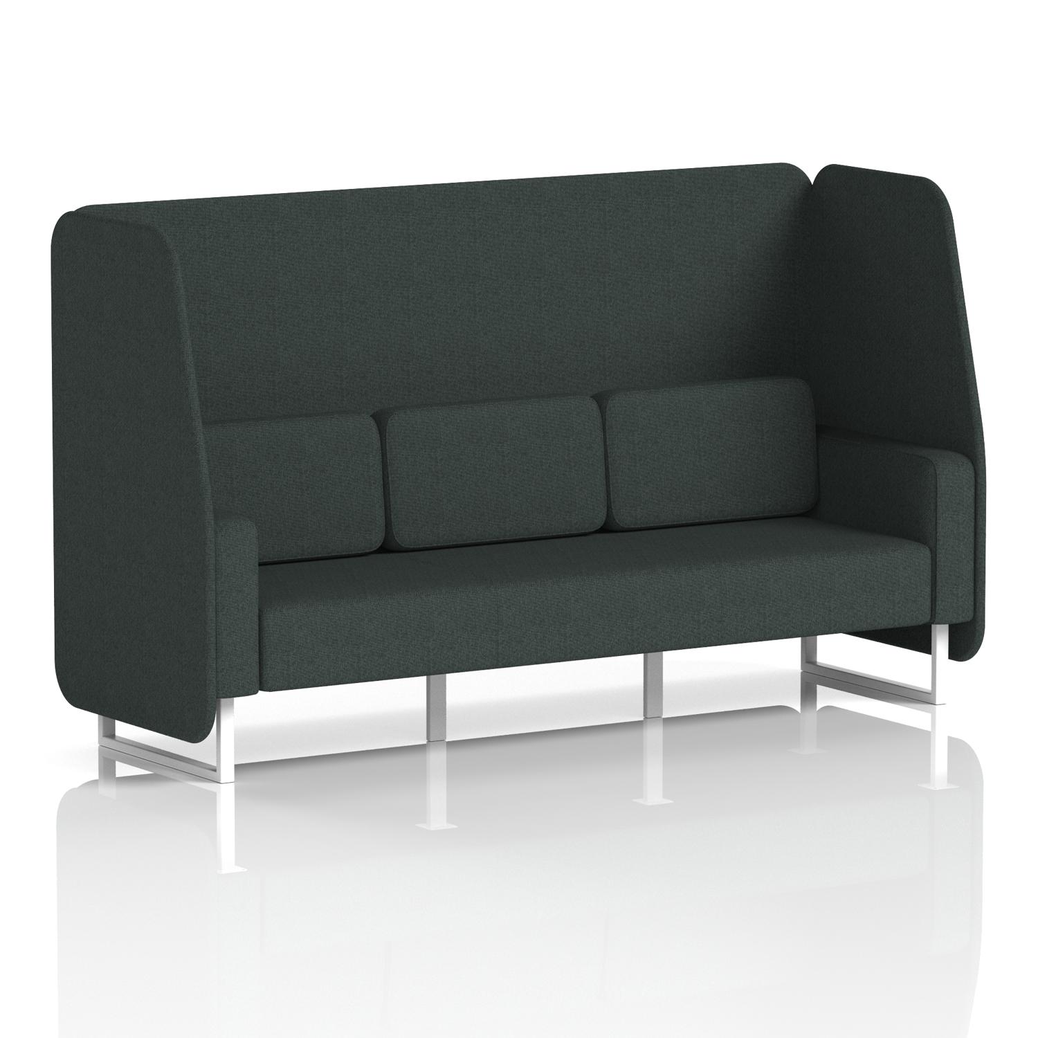 Brixworth 3 Seater Open Booth With White Legs In Rivet Fabric - Charcoal Panels And Sofa