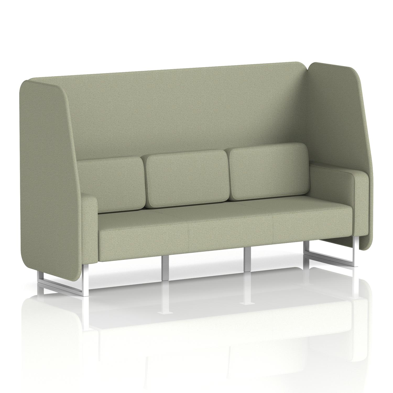 Brixworth 3 Seater Open Booth With White Legs In Main Line Flax Fabric - Newbury Panels And Sofa