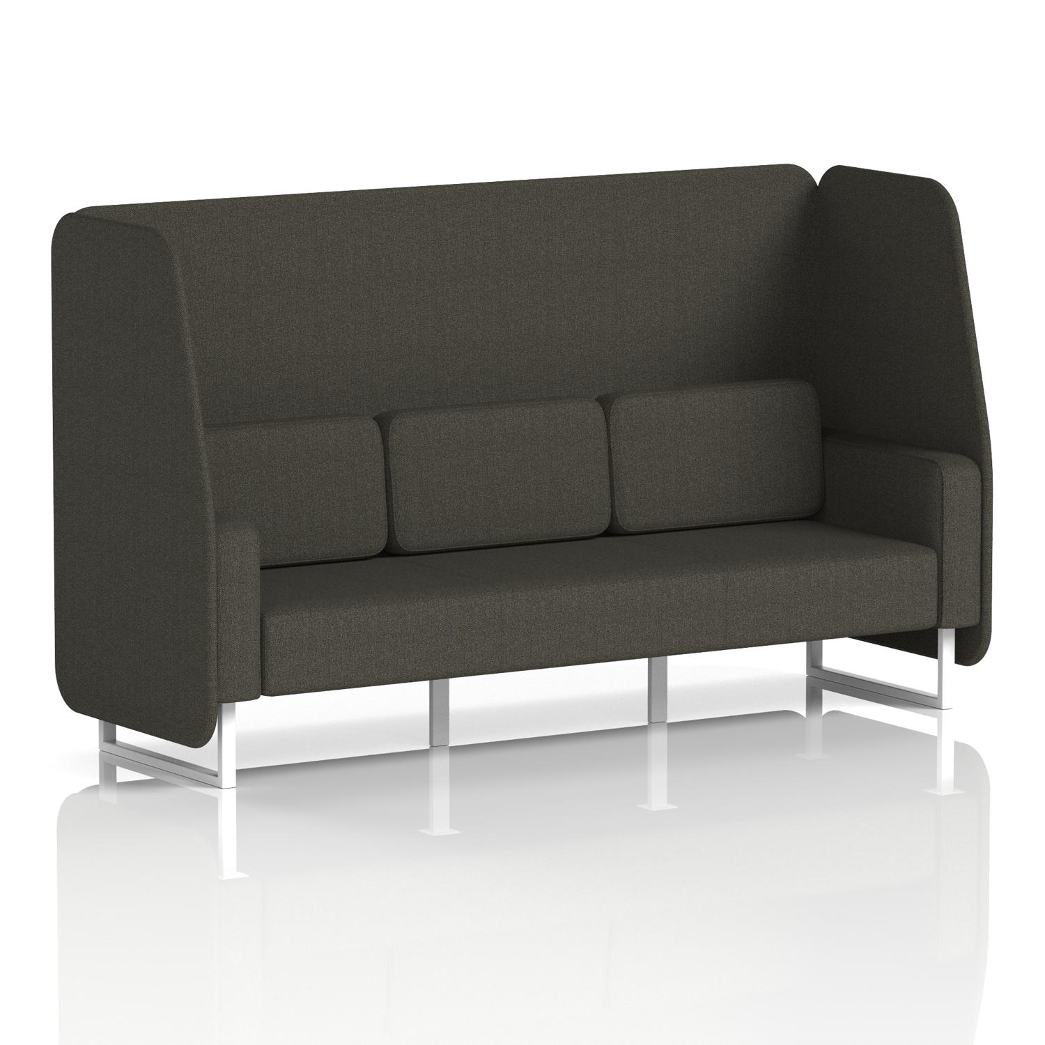 Brixworth 3 Seater Open Booth With White Legs In Main Line Flax Fabric - Temple Panels And Sofa