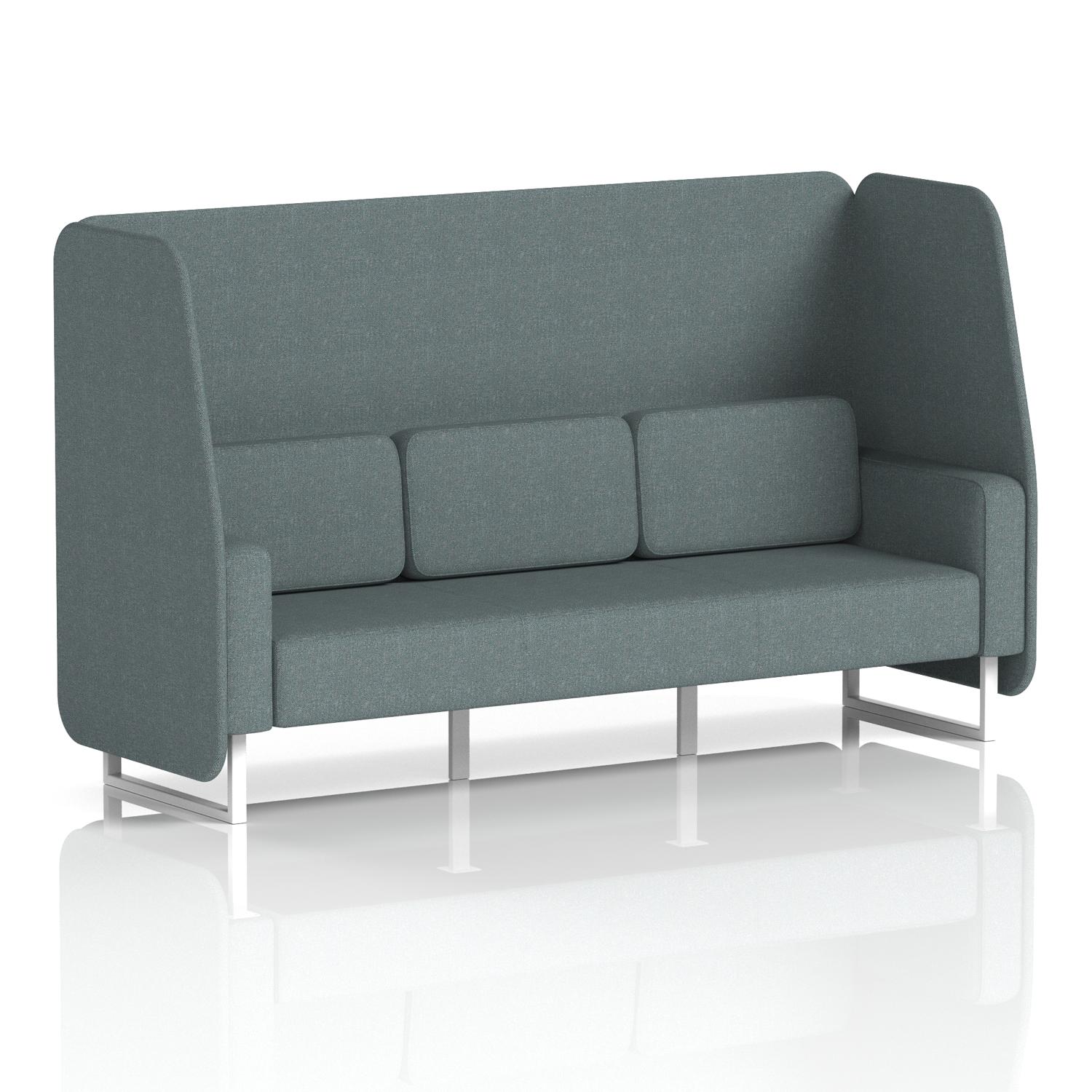 Brixworth 3 Seater Open Booth With White Legs In Main Line Flax Fabric - Westminster Panels And Sofa
