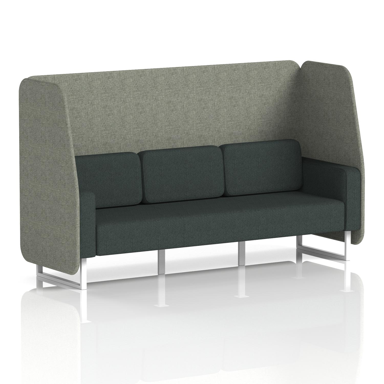 Brixworth 3 Seater Open Booth With White Legs In Rivet Fabric - Vitreous Panels And Charcoal Sofa