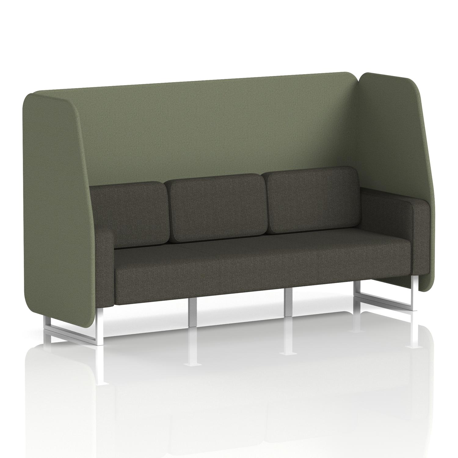 Brixworth 3 Seater Open Booth With White Legs In Main Line Flax Fabric - Monument Panels And Temple Sofa