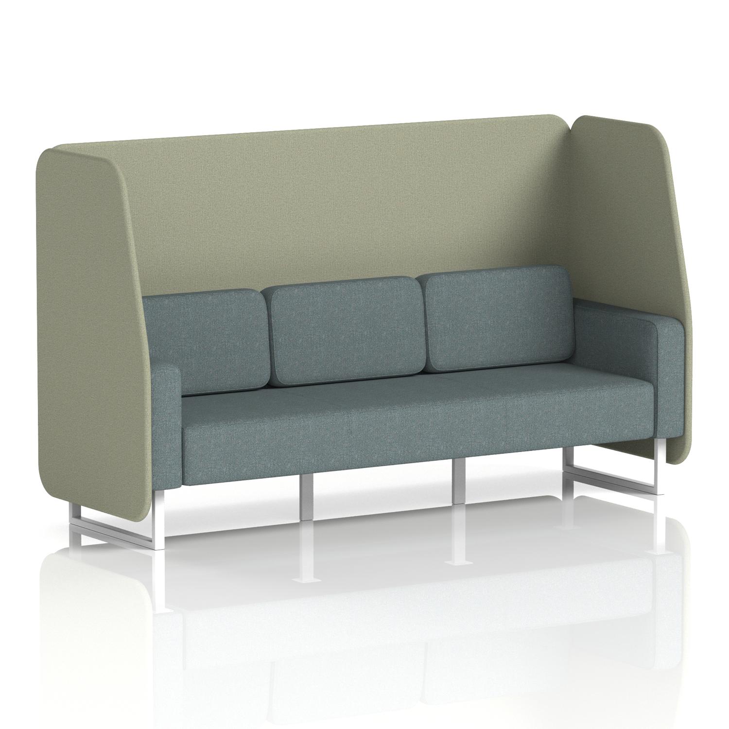 Brixworth 3 Seater Open Booth With White Legs In Main Line Flax Fabric - Newbury Panels And Westminster Sofa