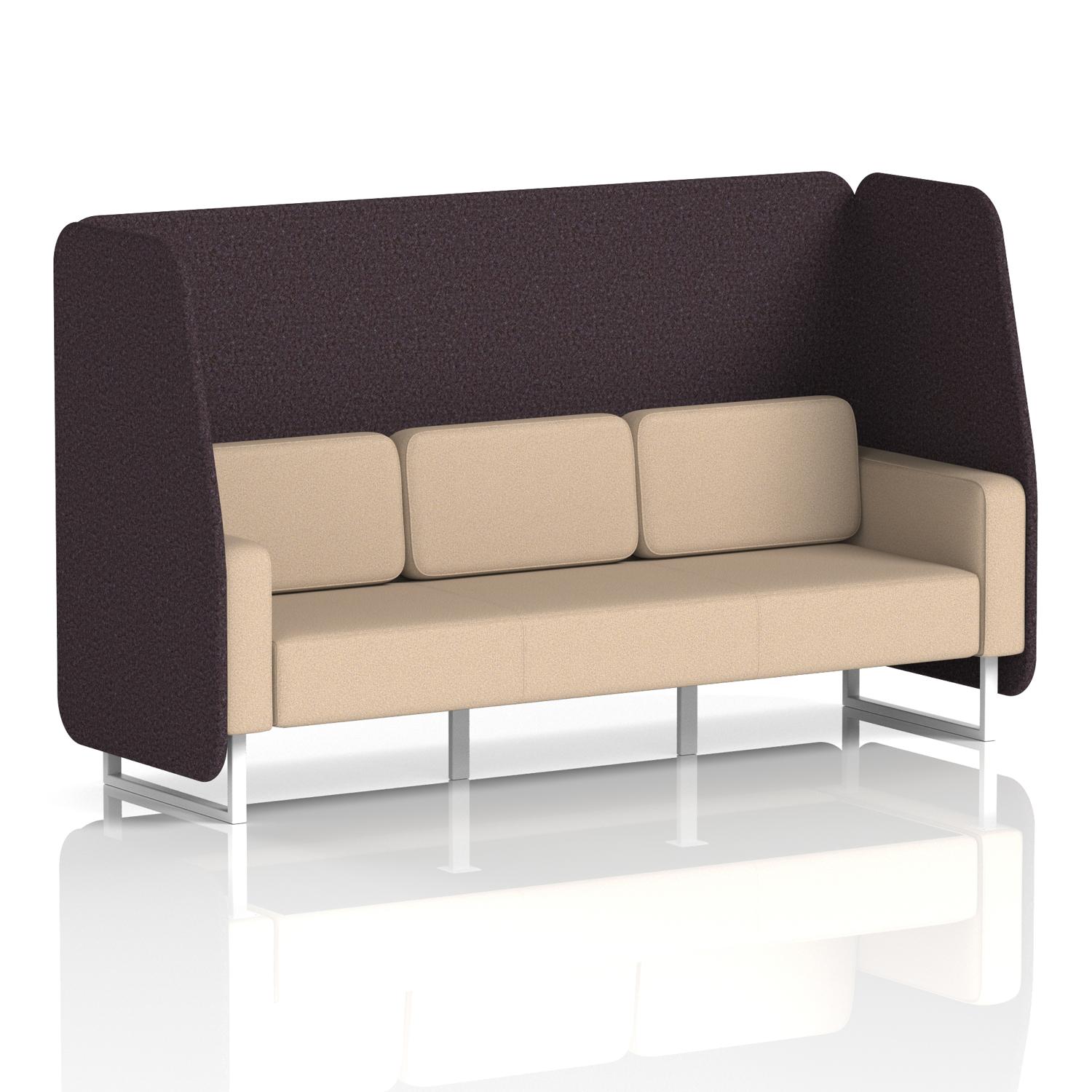 Brixworth 3 Seater Open Booth With White Legs In Synergy Fabric - Wed Panels And Affix Sofa