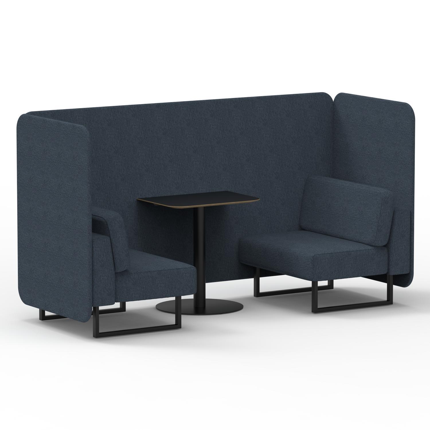 Brixworth 2 Seater Bench Booth With Black Legs And Black Table With Black Leg In Rivet Fabric - Crucible Panels And Sofa