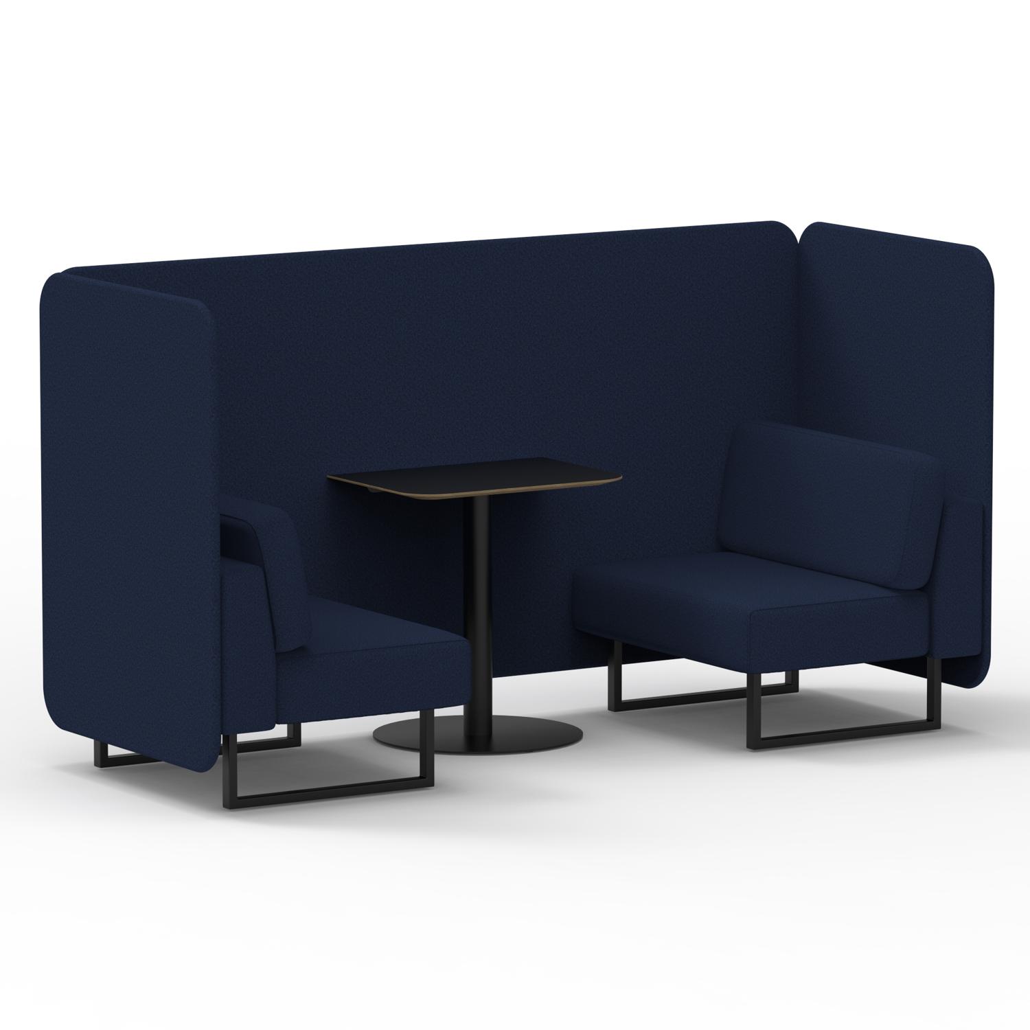 Brixworth 2 Seater Bench Booth With Black Legs And Black Table With Black Leg In Synergy Fabric - Alike Panels And Sofa