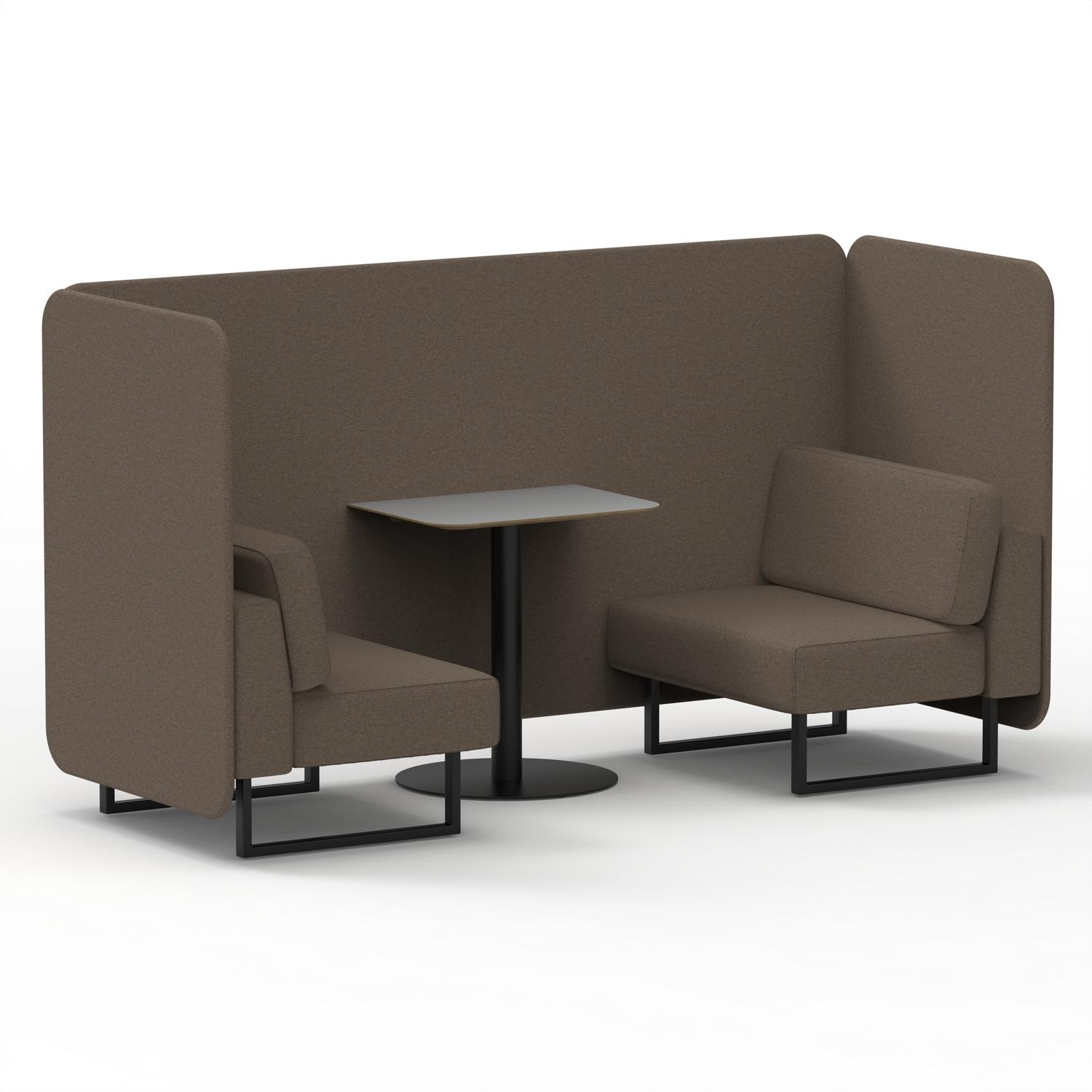 Brixworth 2 Seater Bench Booth With Black Legs And Grey Table With Black Leg In X2 Fabric - Theory Panels And Sofa