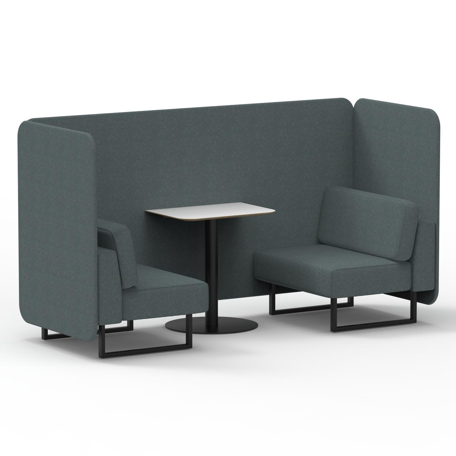 Brixworth 2 Seater Bench Booth With Black Legs And White Table With Black Leg In Main Line Flax Fabric - Westminster Panels And Sofa