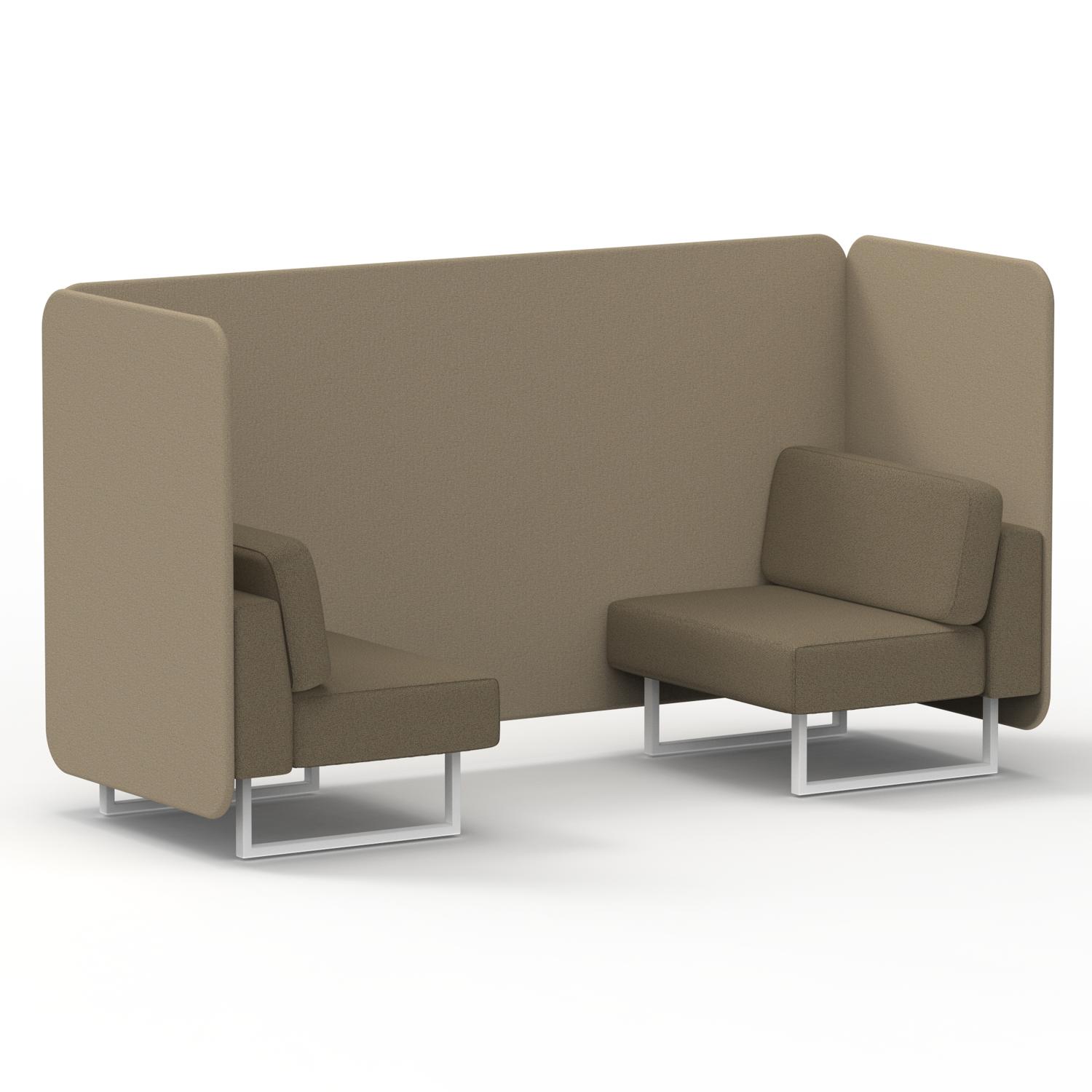 Brixworth 2 Seater Bench Booth With White Legs In Main Line Flax Fabric - Upminster Panels And Bank Sofa